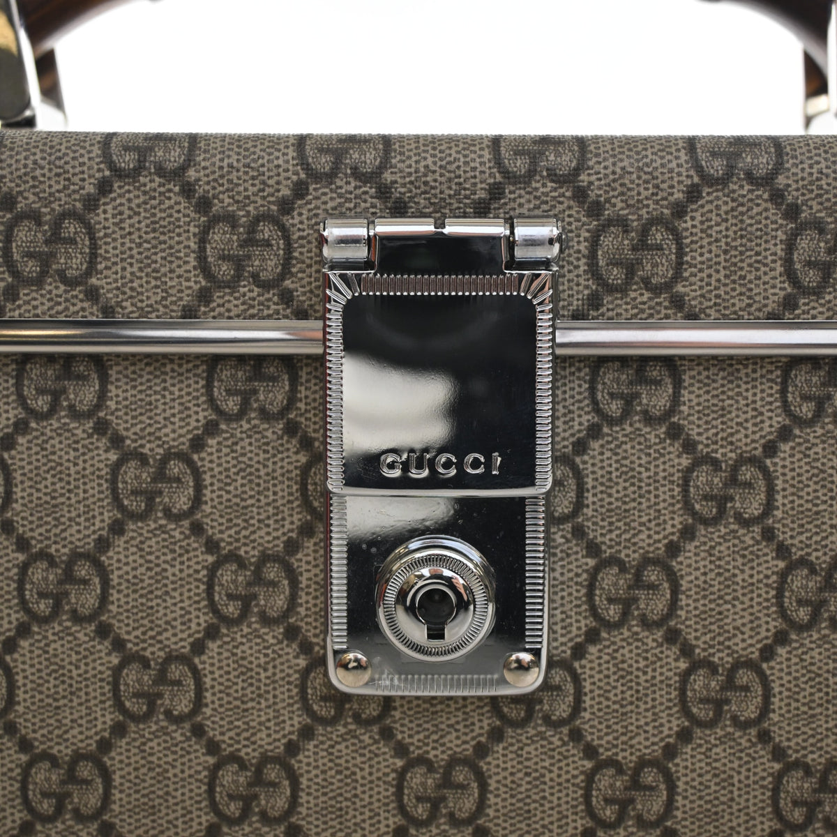Gucci GG Supreme Globe Trotter Bamboo Handle Trunk Clutch, photo 4 of 14
