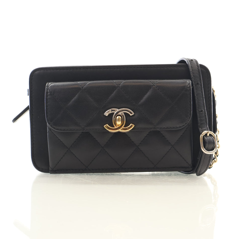 Chanel Lambskin Clutch With Chain