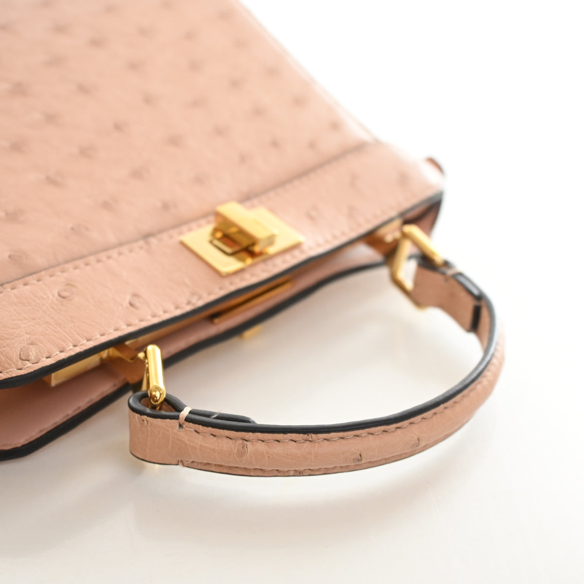 Pre-Owned Fendi Peekaboo Ostrich Leather Iseeu Petite, side profile