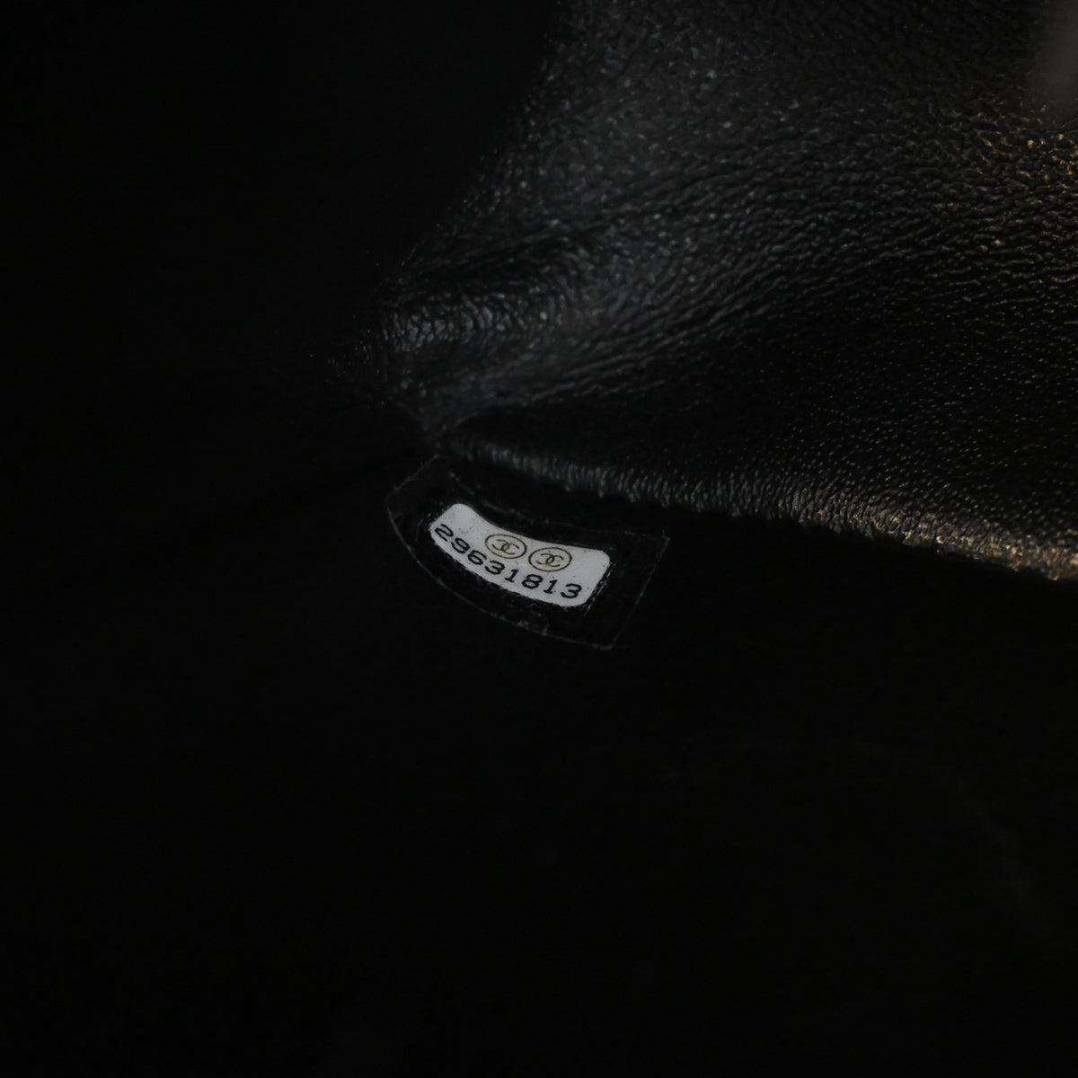 Pre-Owned Chanel Flap Bag 224 Patent Leather Reissue 2.55, interior label and date code