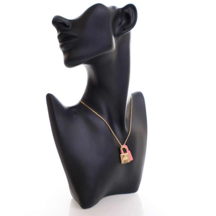 Hermes Pink Leather O'Kelly Pendant Necklace