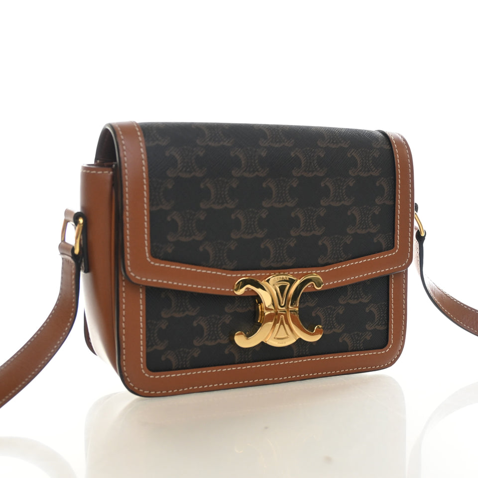 Celine Teen Triomphe Canvas Triomphe Flap Bag