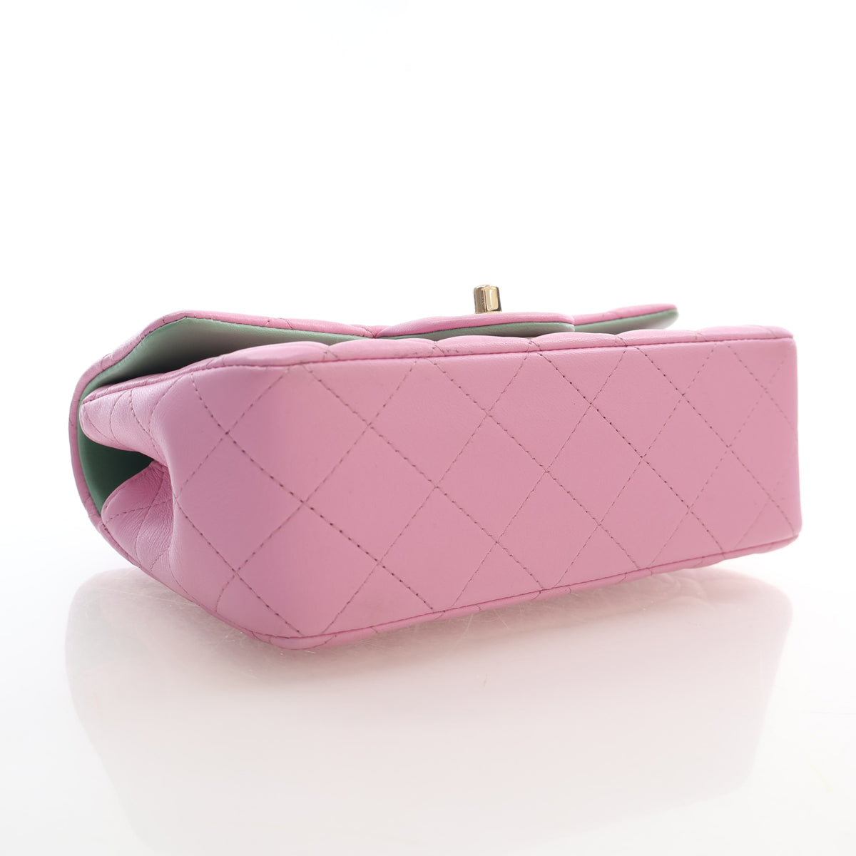 Pre-Owned Chanel Classic Flap Mini Lambskin Rectangular Top Handle Bag, base and feet view, photo 5 of 20