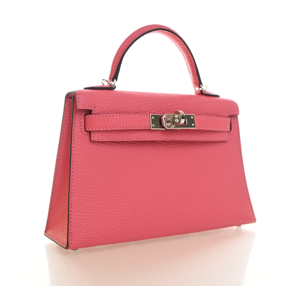 Hermes Rose Lipstick Chevre Mysore Mini Kelly 20
