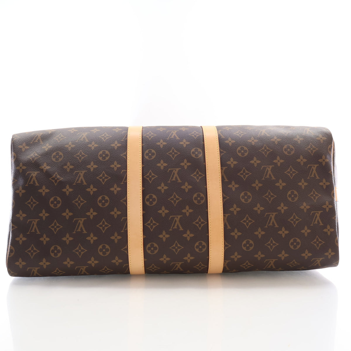 Pre-Owned Louis Vuitton 55 Monogram Keepall, base and feet view, photo 8 of 20