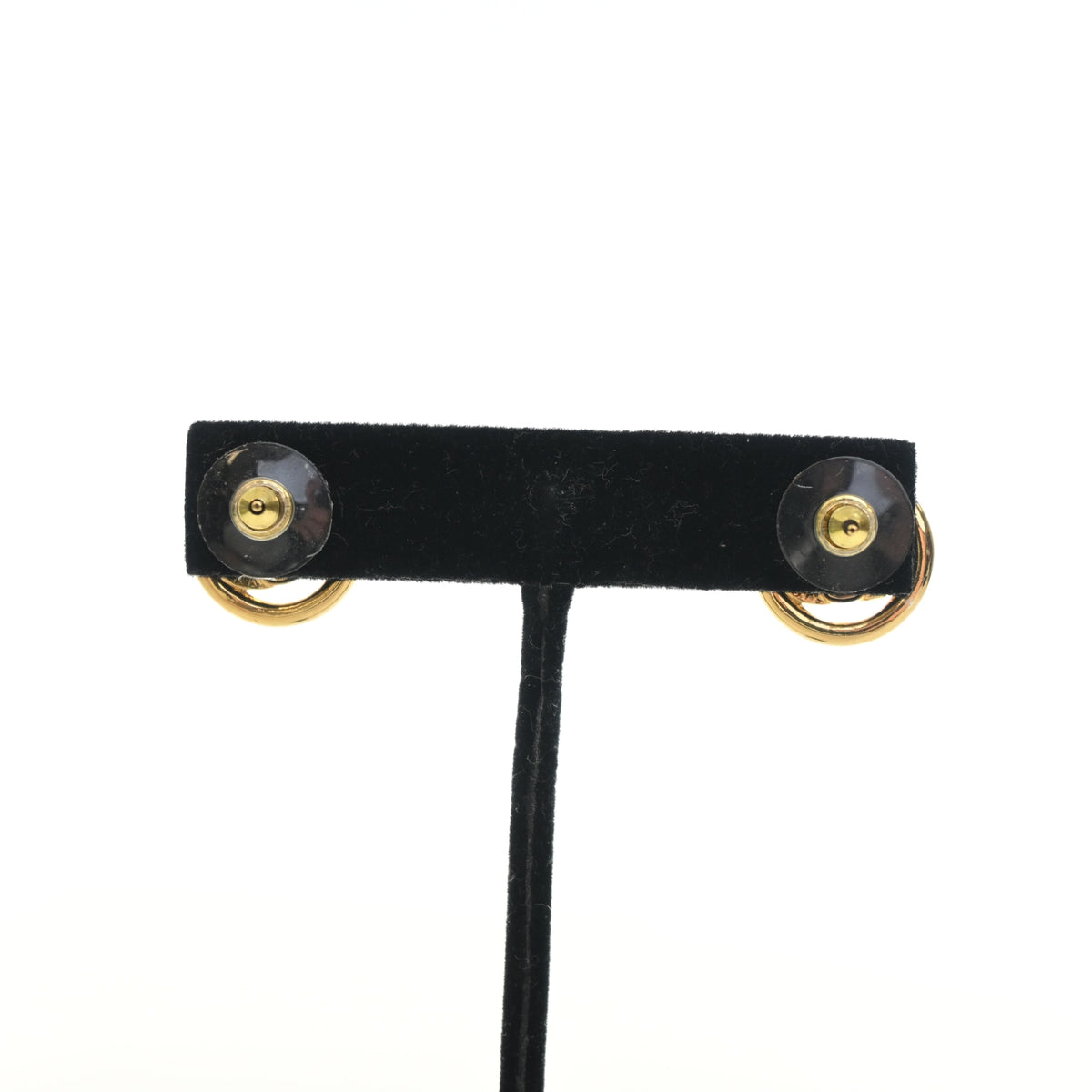 Pre-Owned Chanel CC Stud Earrings, gold hardware close-up, photo 6 of 7