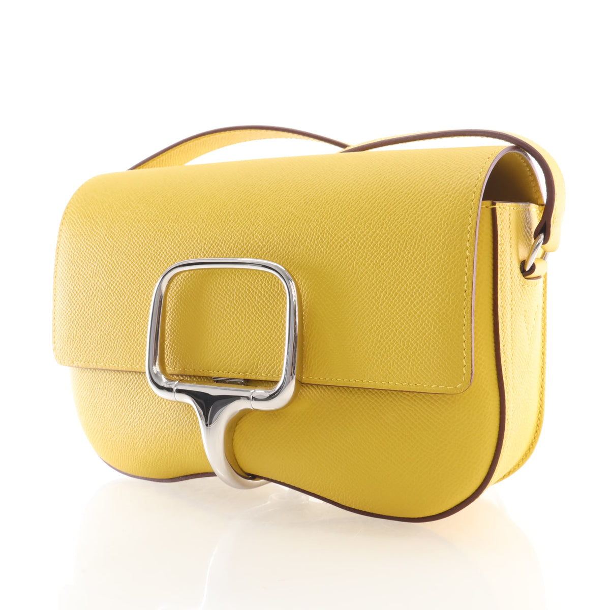 Pre-Owned Hermès Jaune De Naple Epsom Leather Della Cavalleria, three-quarter view