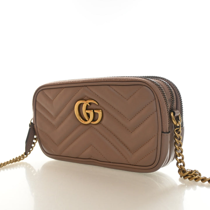 Gucci Mini Calfskin Marmont Triple Zip Crossbody Bag