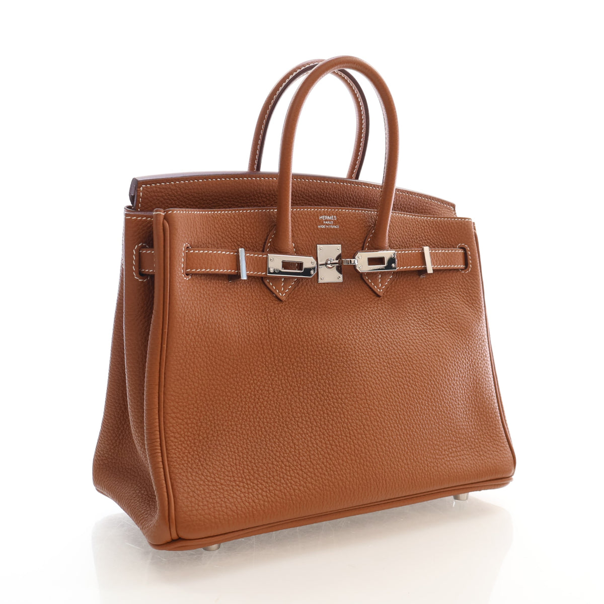 Pre-Owned Hermès Birkin 25 Gold Togo Leather, three-quarter view, photo 4 of 21