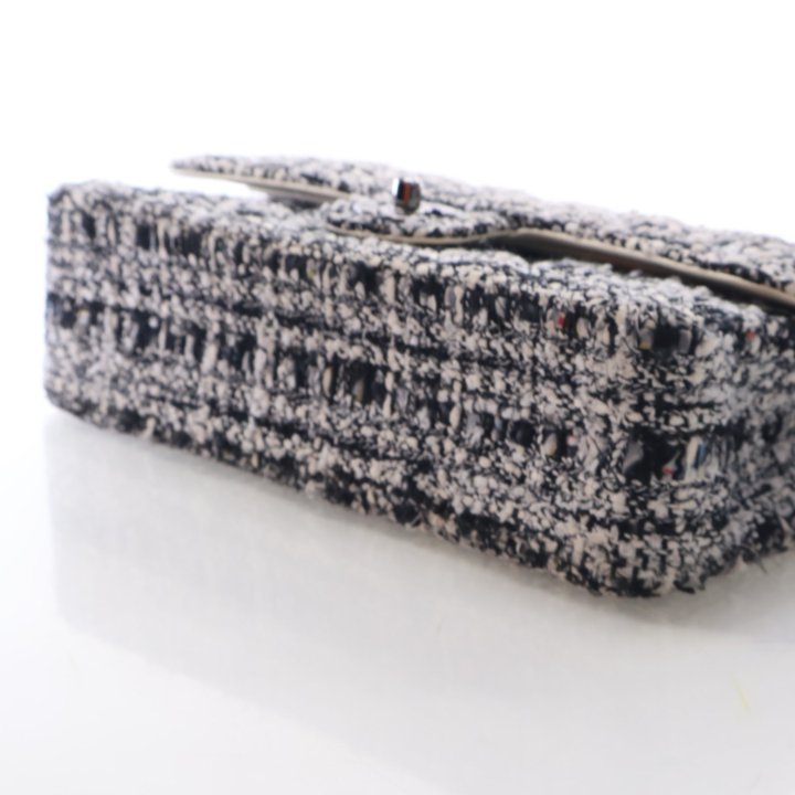 Pre-Owned Chanel Classic Double Flap Medium Tweed Bag, side profile, photo 8 of 13