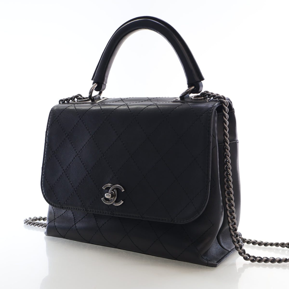 Pre-Owned Chanel Flap Bag Medium Calfskin Urban Luxury, three-quarter view