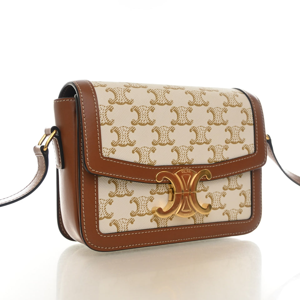 Celine Teen Triomphe Canvas Triomphe Flap Bag