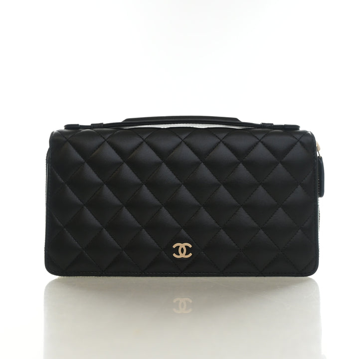 Chanel Lambskin Zip Around Clutch