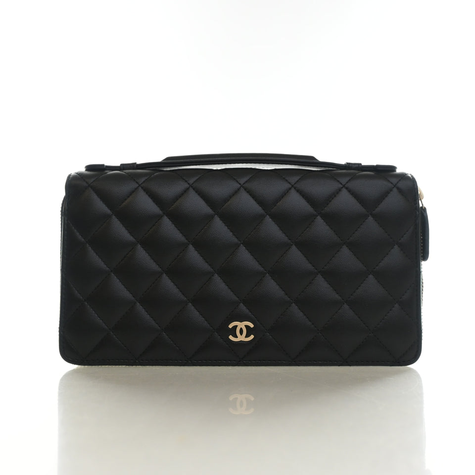 Chanel Lambskin Zip Around Clutch