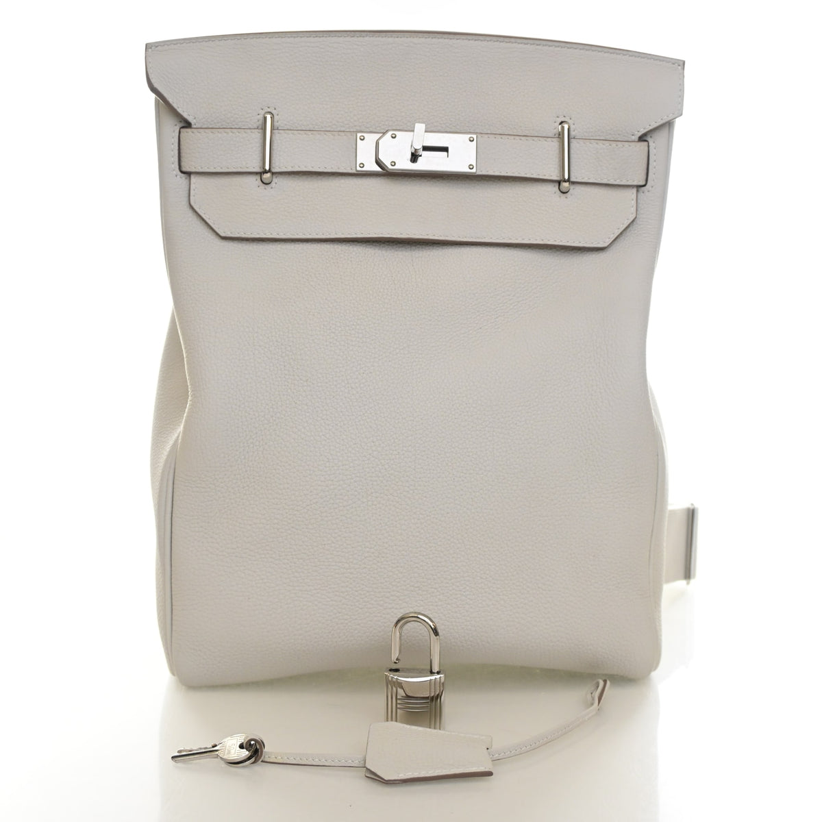 Pre-Owned Hermès GM Gris Pale Togo Leather Hac A Dos, open front view