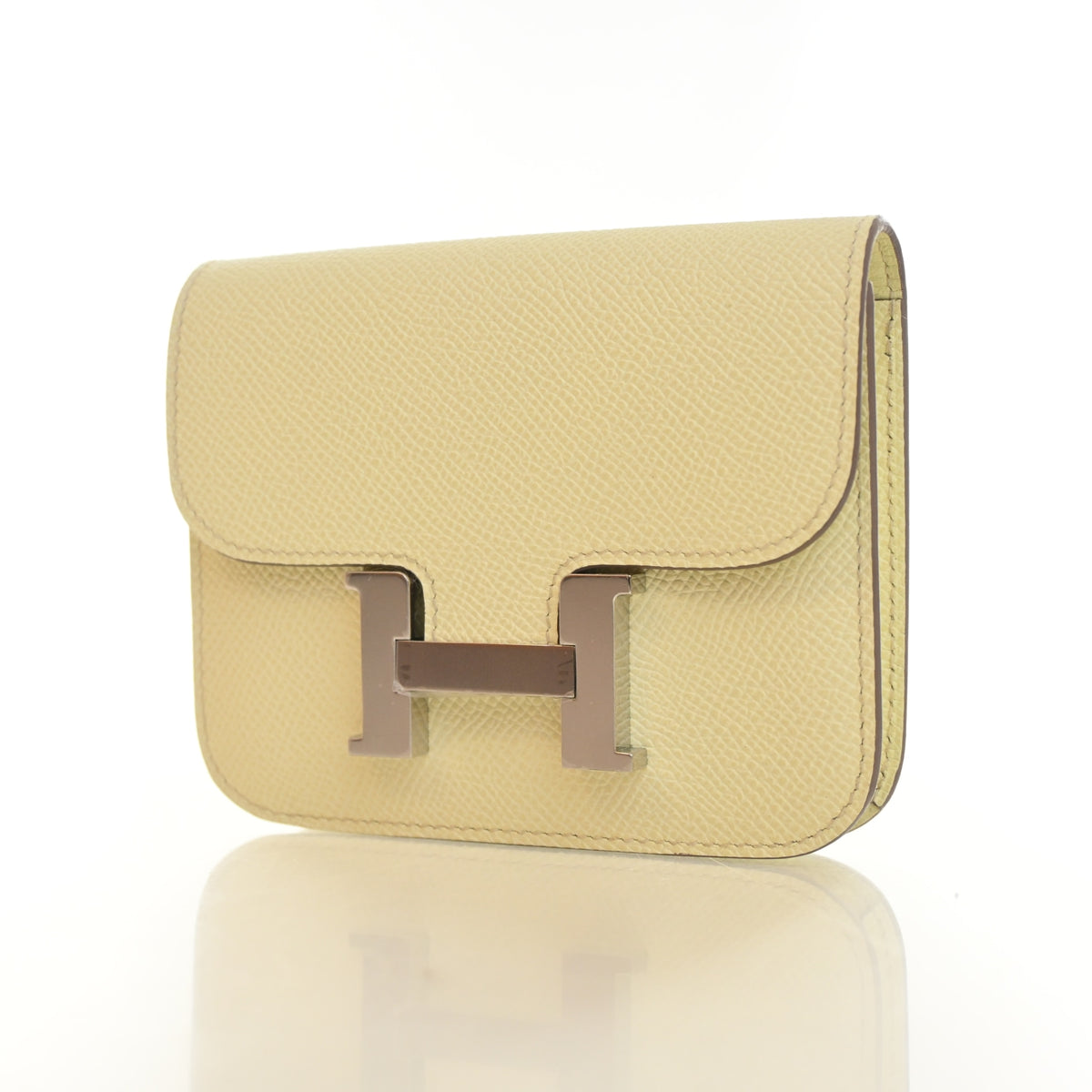 Pre-Owned Hermès Constance Jaune Poussin Slim Wallet, front view, photo 3 of 13