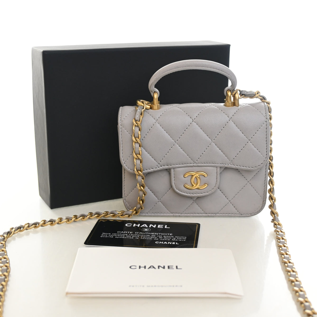 Pre-Owned Chanel Top Handle Mini Lambskin Flap Bag, photo 19 of 19