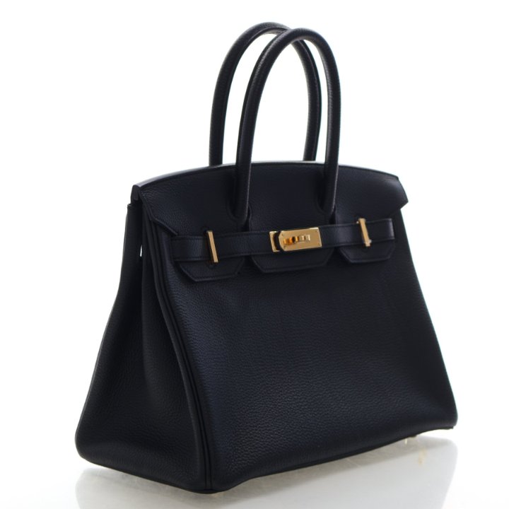 Pre-Owned Hermès Birkin 30 Noir Togo Leather, side profile