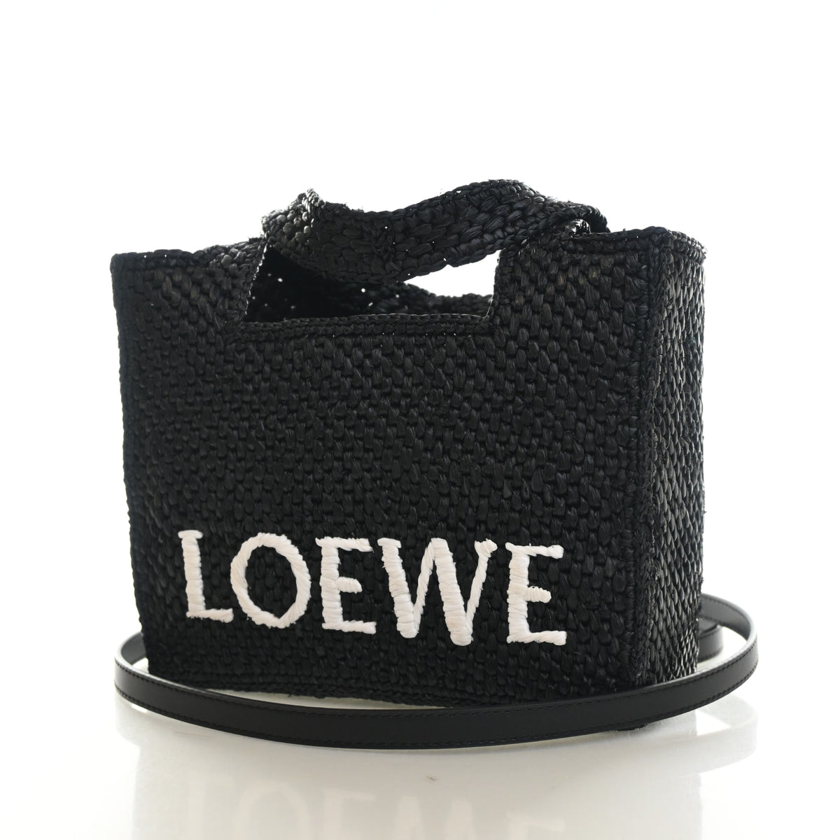 Pre-Owned Loewe Tote Mini X Paula's Ibiza Raffia Font, front view