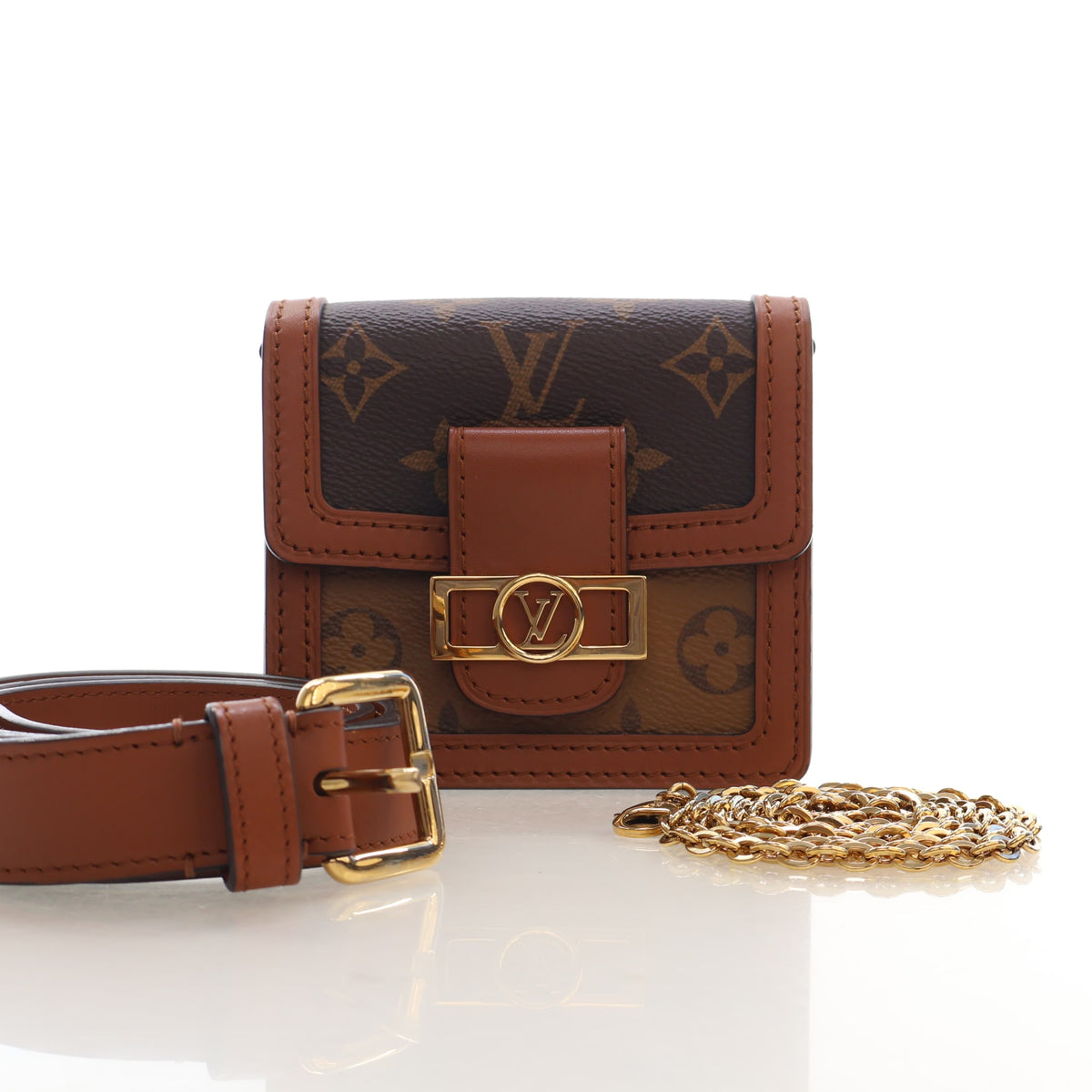 Pre-Owned Louis Vuitton Belt Bag Reverse Monogram Dauphine, flat lay