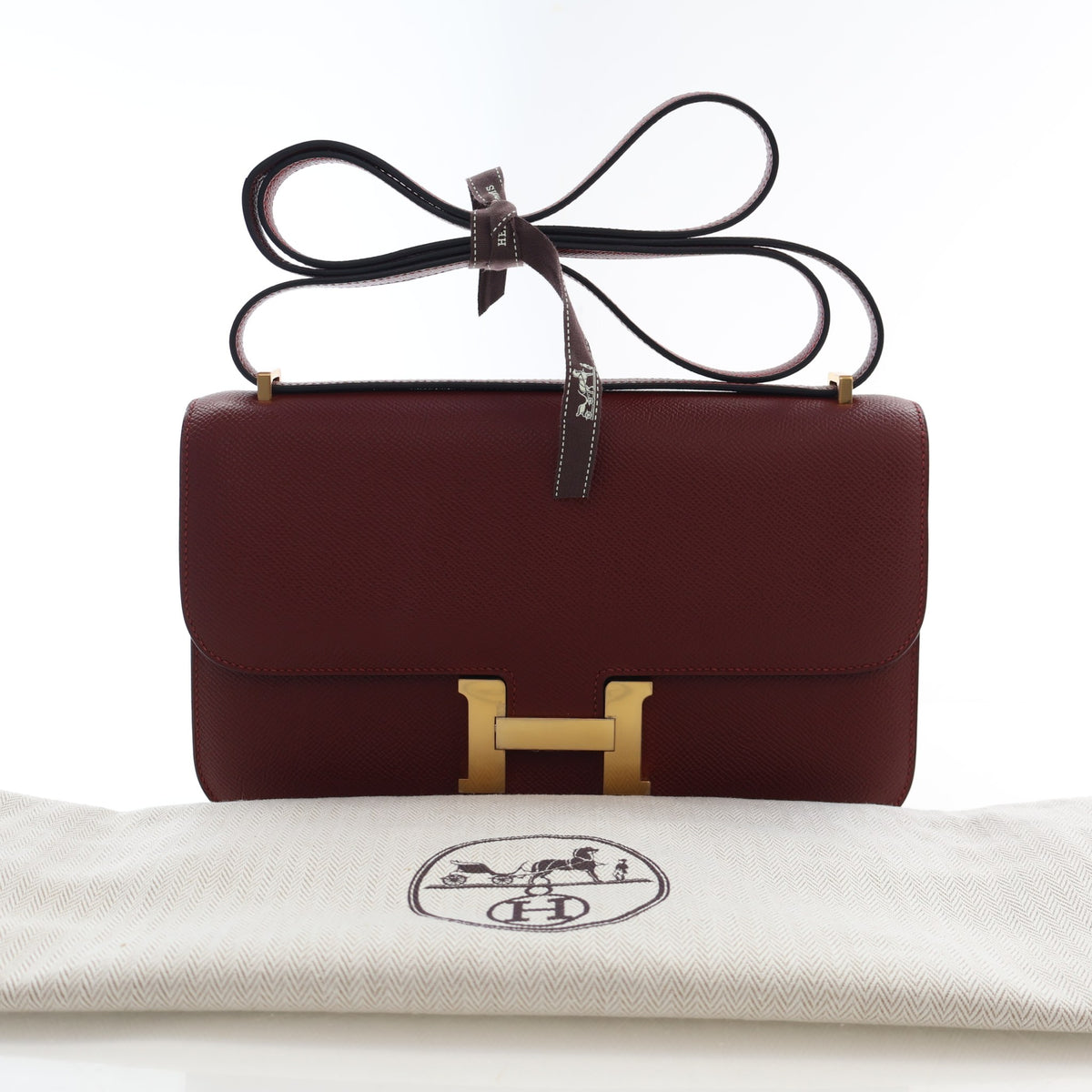 Pre-Owned Hermès Constance 25 Rouge H Epsom Leather Elan, front view, photo 18 of 18