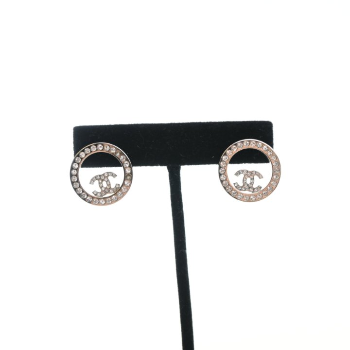 Chanel CC Round Crystal Earrings