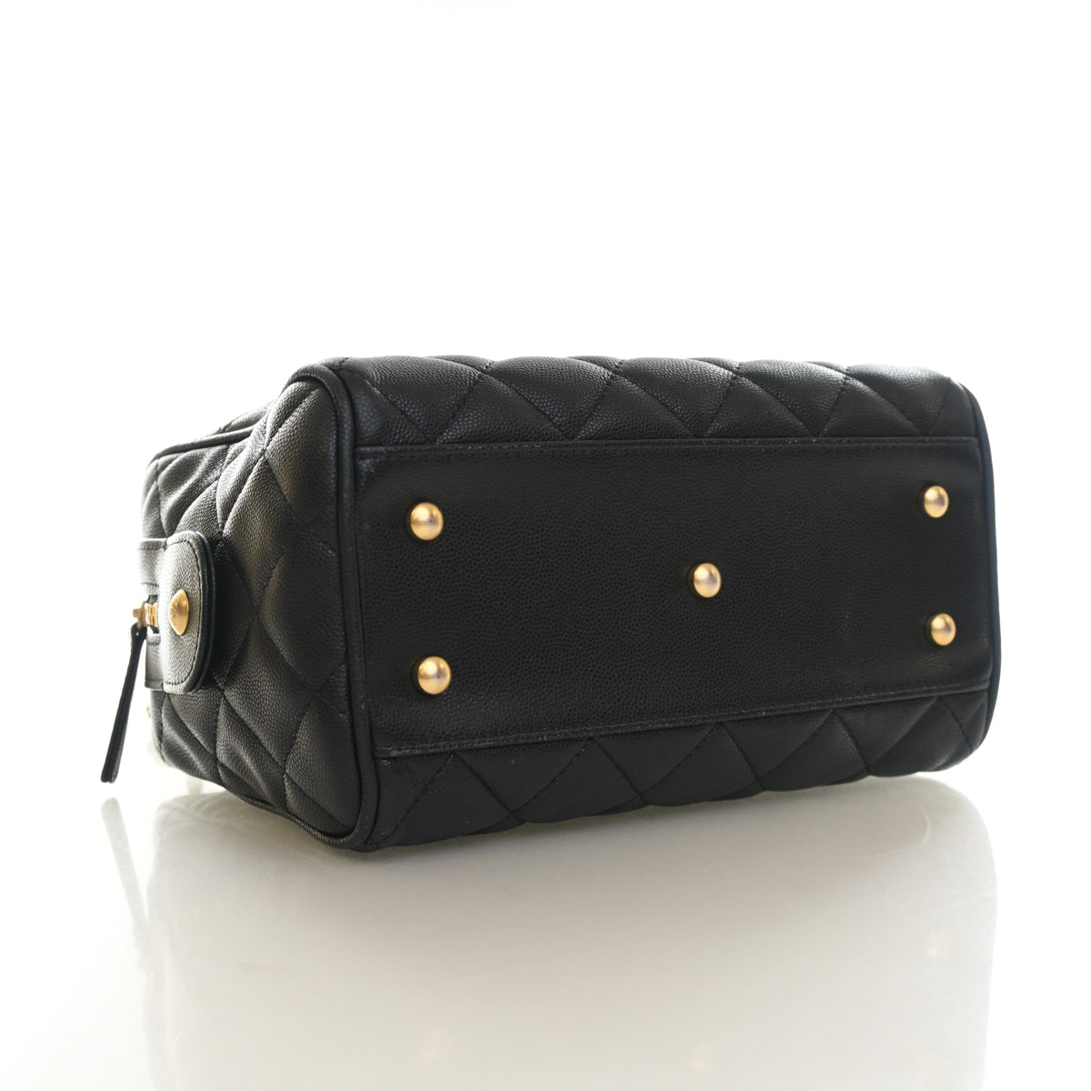 Pre-Owned Chanel Small Caviar Leather Bowling Bag, base and feet view