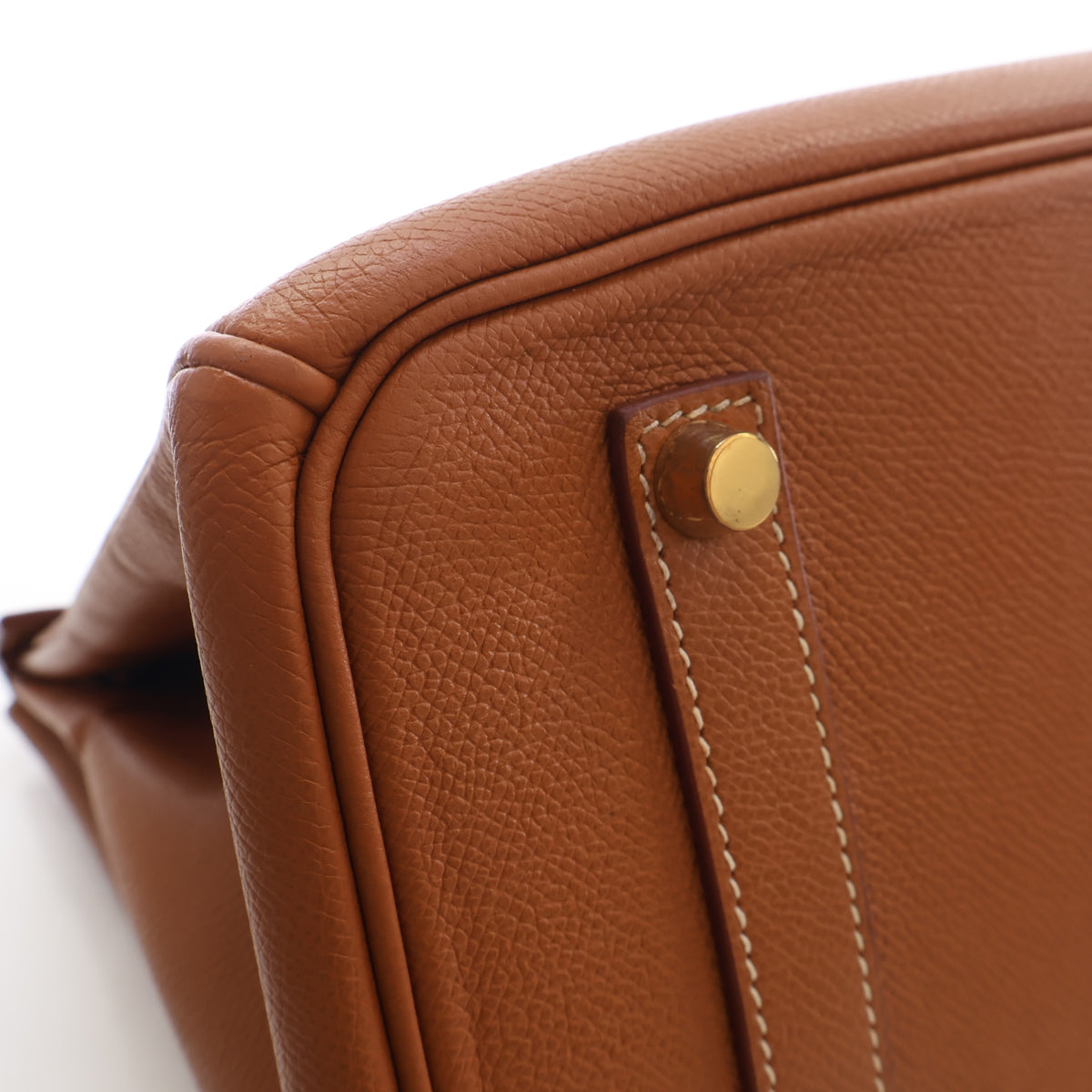 Vintage Hermès Birkin 35 Gold Epsom Leather, base and feet view, photo 10 of 21