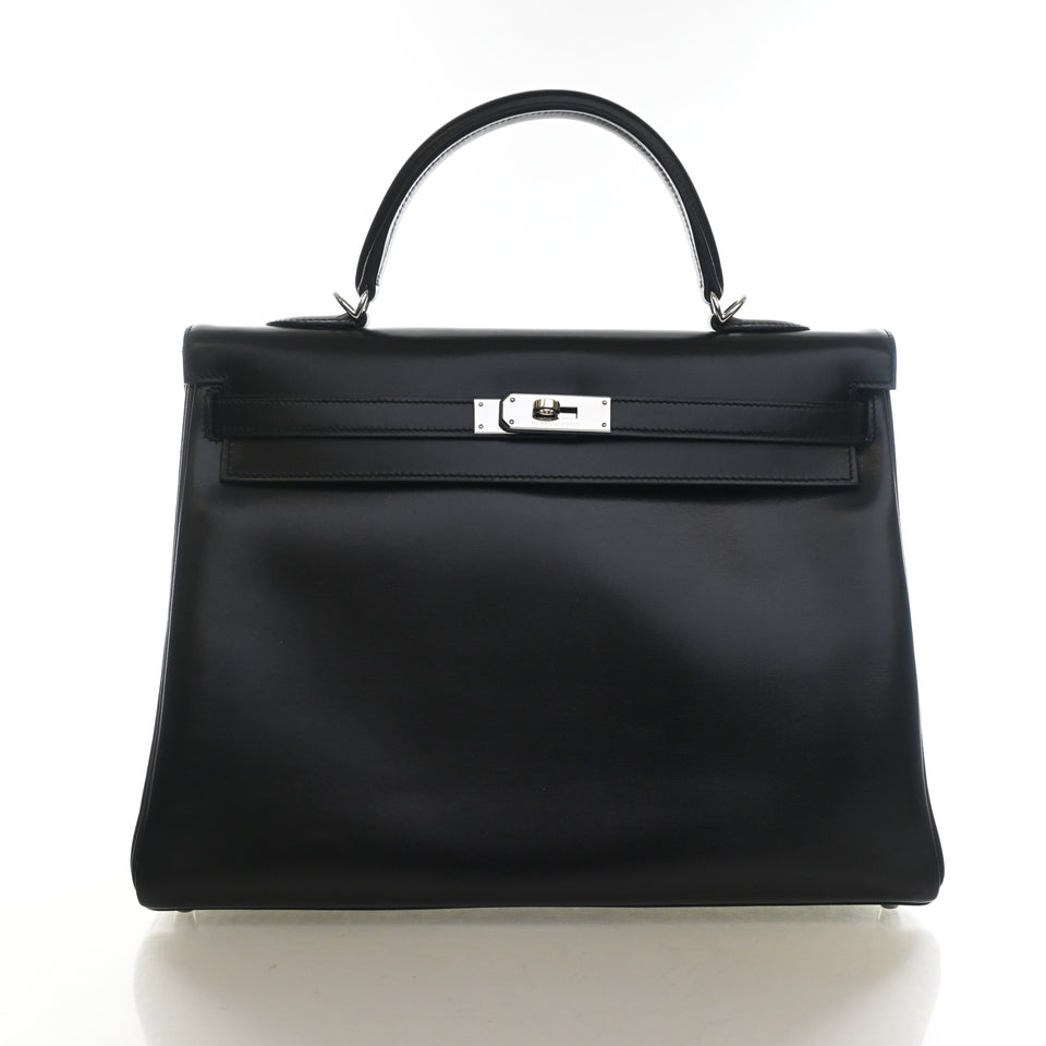 Hermes Noir Box Calf Kelly 35
