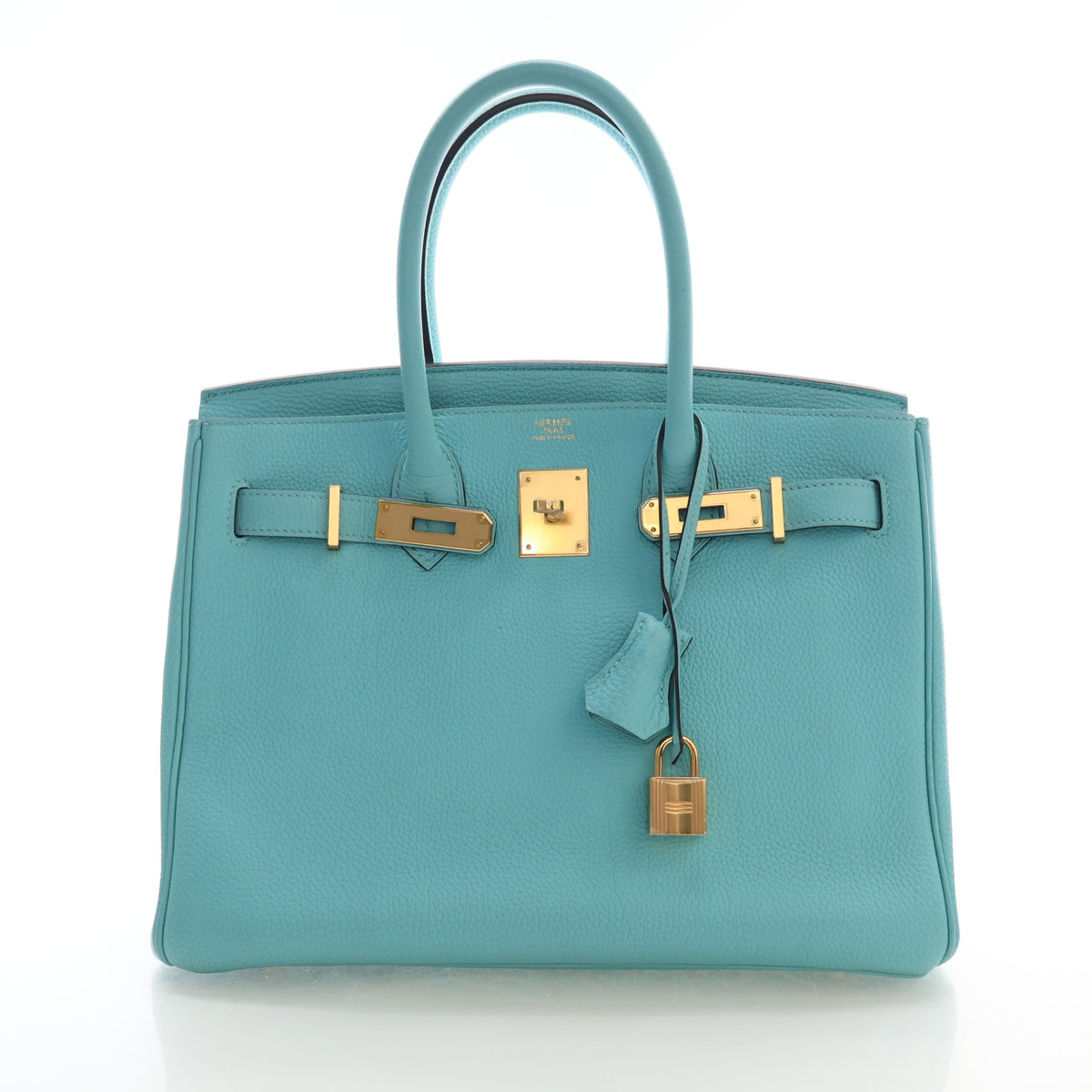 Pre-Owned Hermès Birkin 30 Bleu Atoll Togo Leather, front view