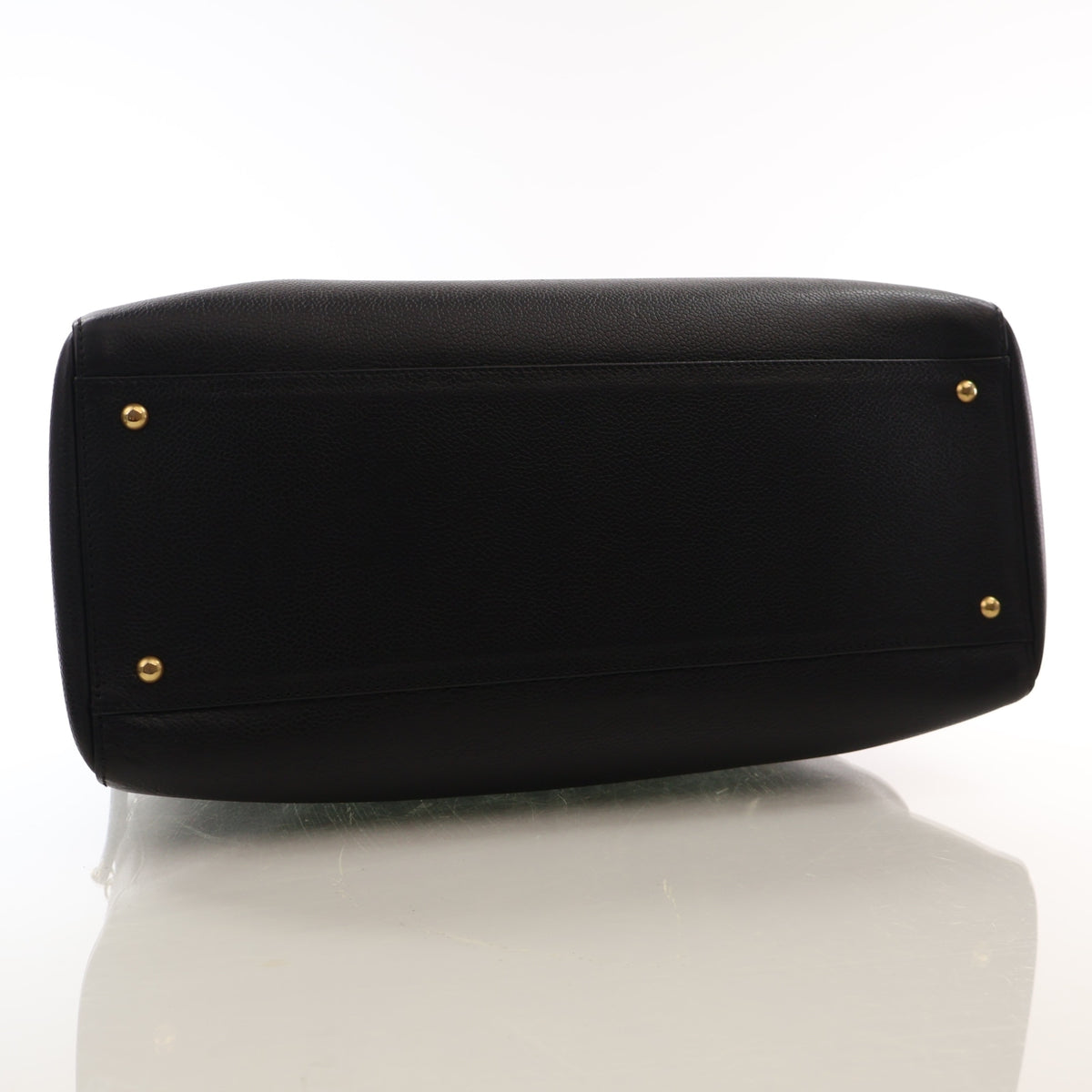 Vintage Chanel Caviar Leather Bowling Bag, base and feet view