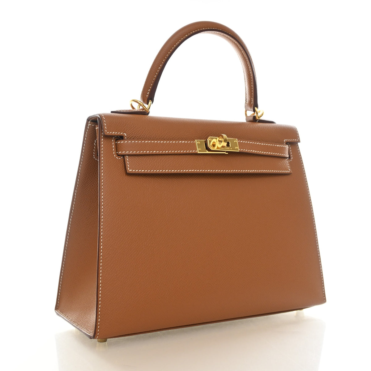 Pre-Owned Hermès Kelly 25 Gold Epsom Leather Sellier, front view, photo 2 of 17