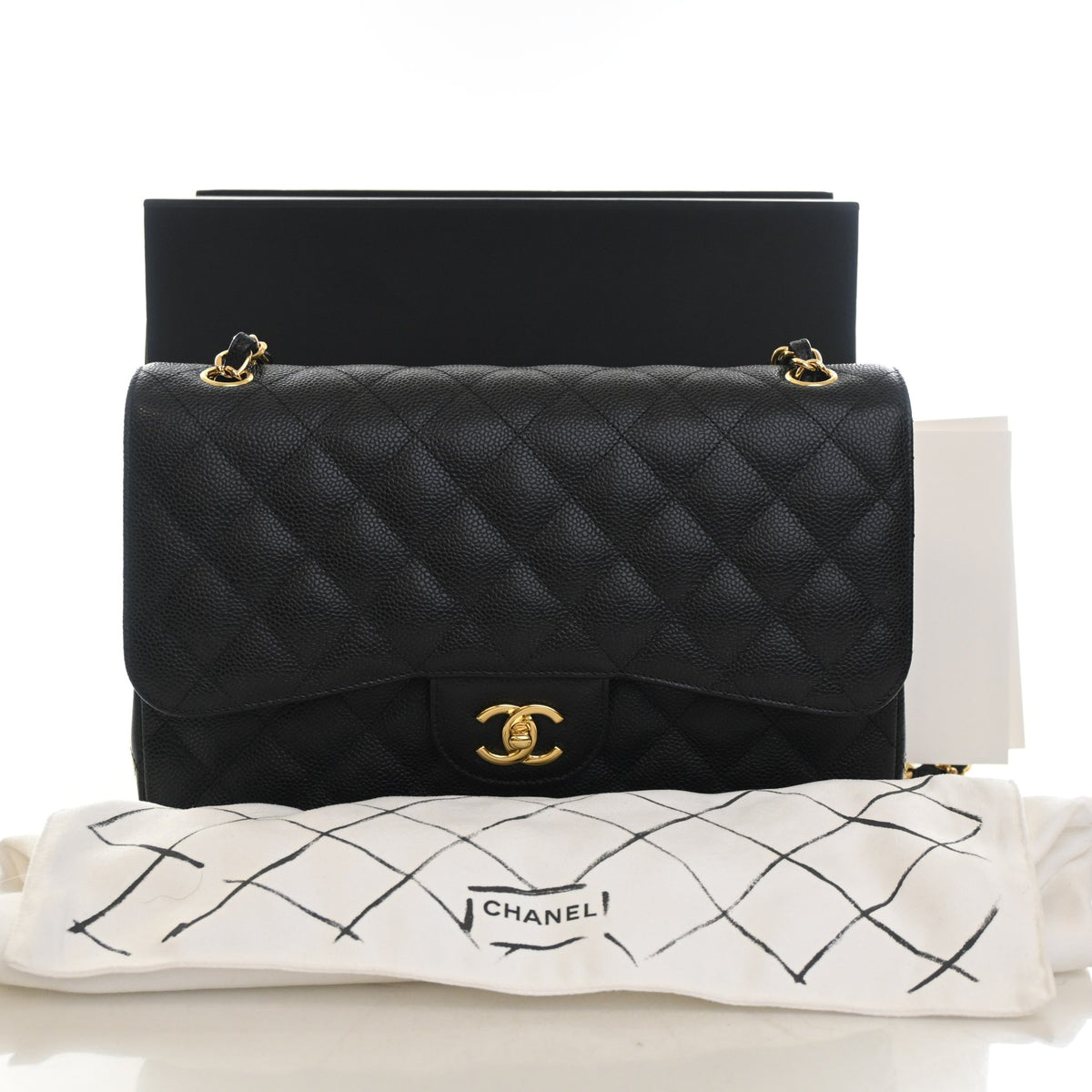 Pre-Owned Chanel Classic Double Flap Jumbo Caviar Leather Bag, photo 14 of 14