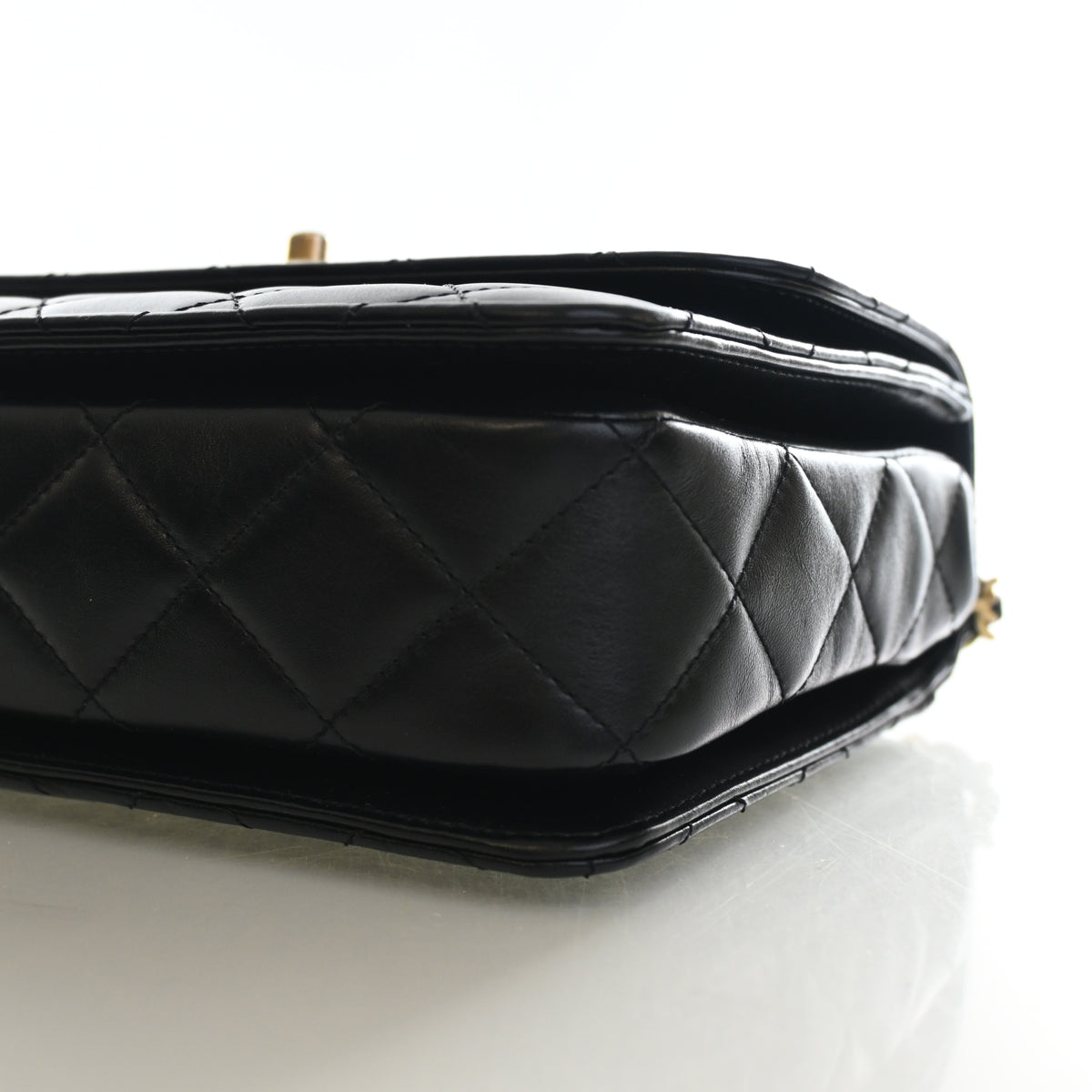 Chanel Medium Lambskin Metal Chain Top Handle Flap Bag, photo 8 of 15