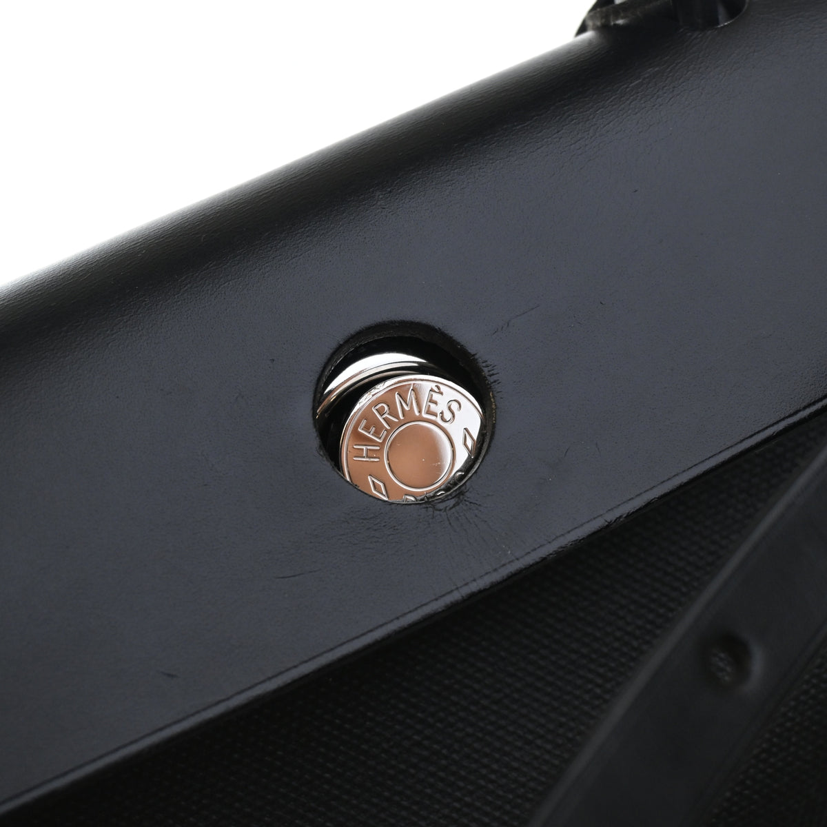 Pre-Owned Hermès Herbag 31 Noir Toile Berline Zip, silver hardware close-up