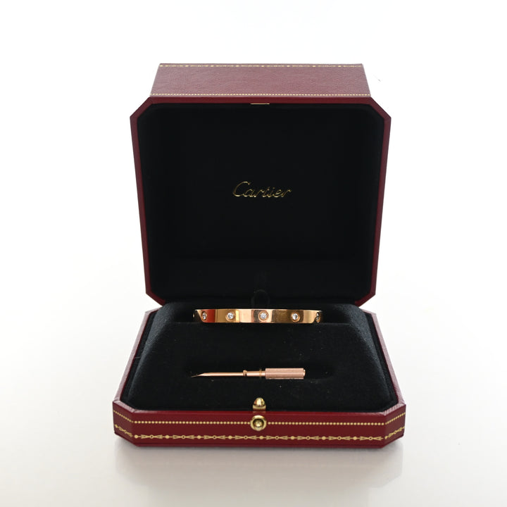 Cartier Classic Model 10 Diamond Love Bracelet Sz 17