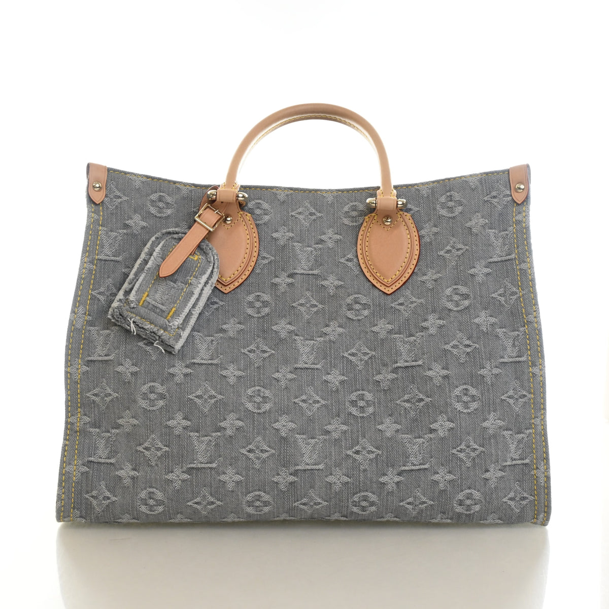 Pre-Owned Louis Vuitton Onthego MM Monogram Denim, front view, authenticated at Luxe Du Jour