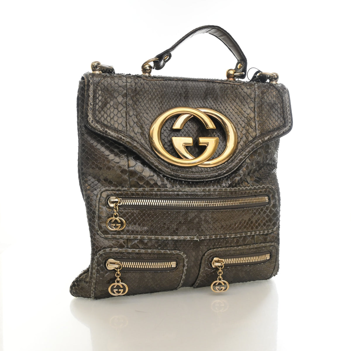 Pre-Owned Gucci Python Britt Messenger Bag, front view
