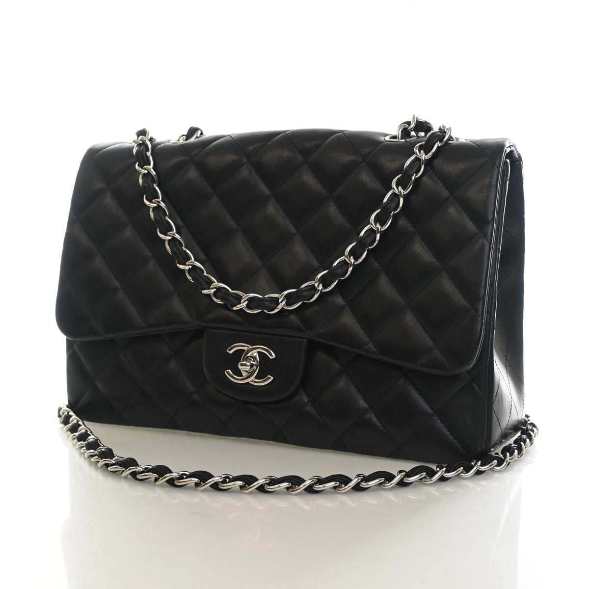 Pre-Owned Chanel Flap Bag Jumbo Lambskin Classic Single, front view