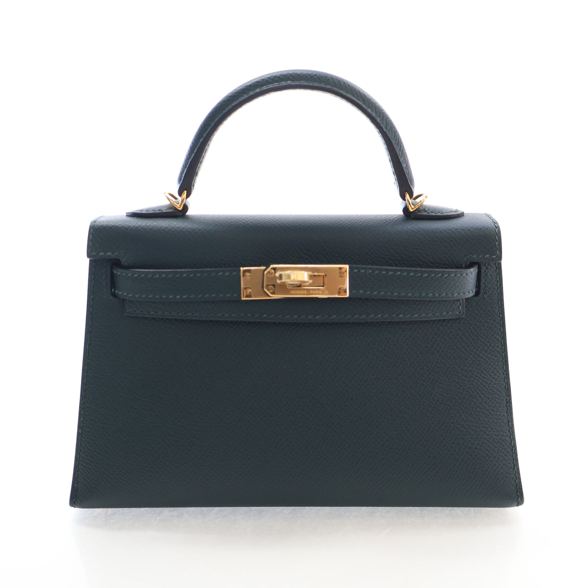 Pre-Owned Hermès Kelly Mini Vert Cyprès Epsom Leather 20, front view, authenticated at Luxe Du Jour
