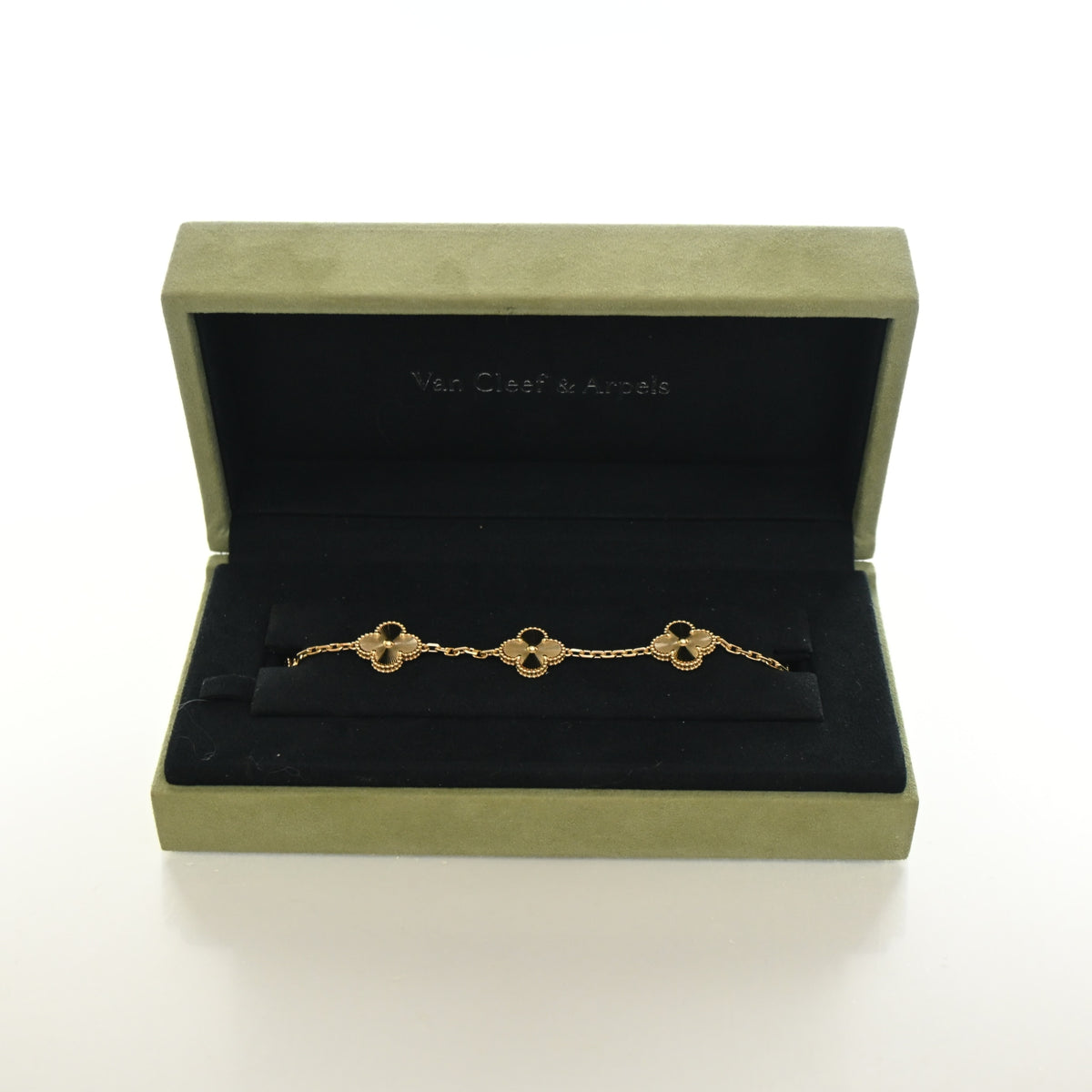 Van Cleef & Arpels 18K Yellow Gold Guilloche 5 Motif Vintage Alhambra Bracelet, photo 1 of 7