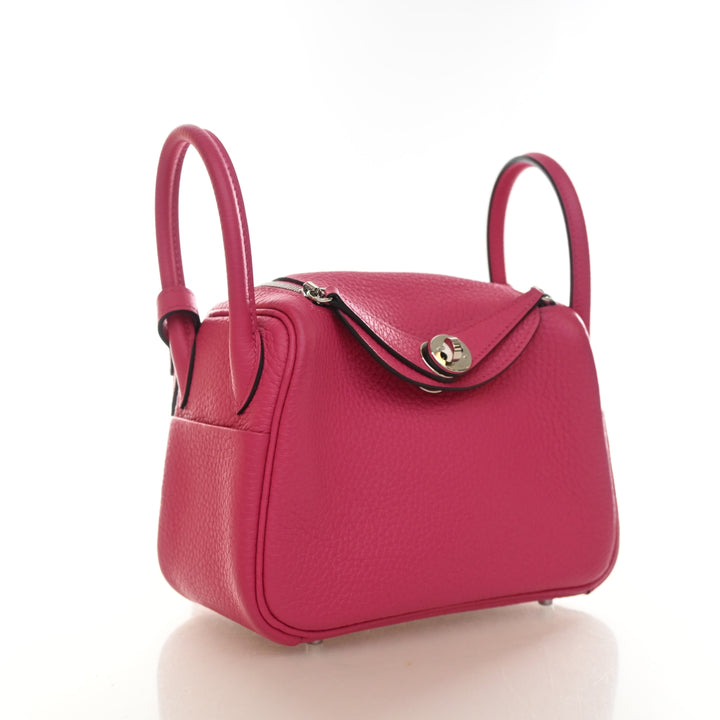Hermès Rose Shocking Clemence Mini Lindy 20