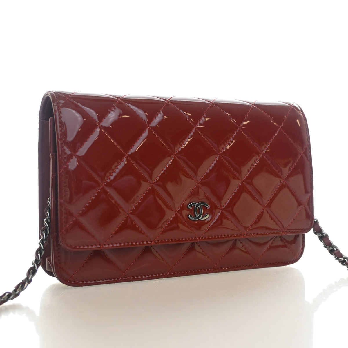Pre-Owned Chanel Wallet On Chain Patent Leather Classic WOC, front view, photo 2 of 14