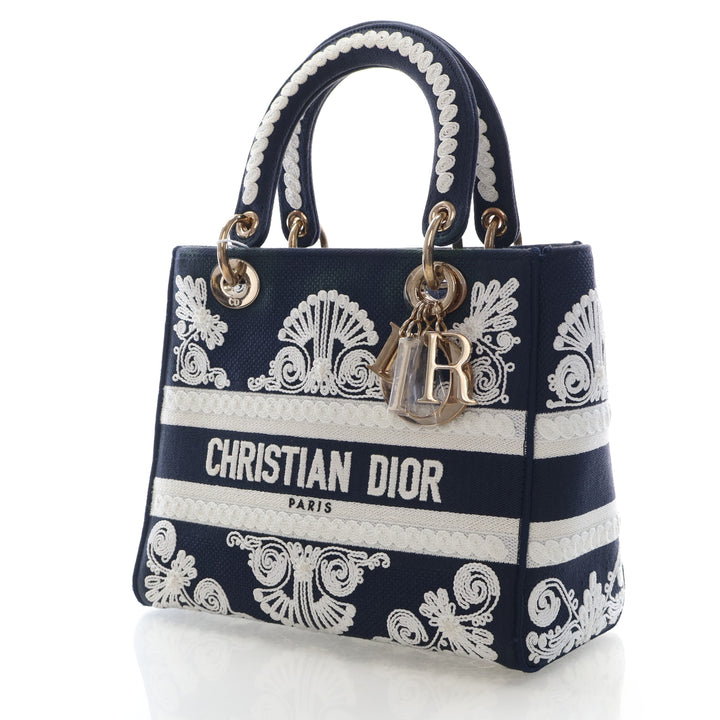 Christian Dior Medium Canvas Embroidered Lady D-lite