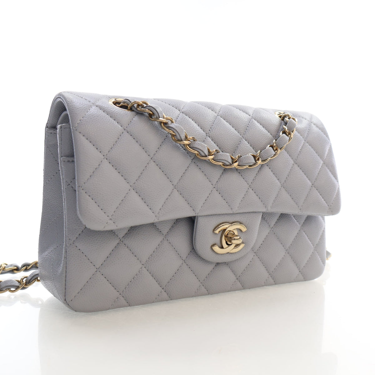 Pre-Owned Chanel Classic Double Flap Small Caviar Leather Bag, three-quarter view, photo 2 of 18