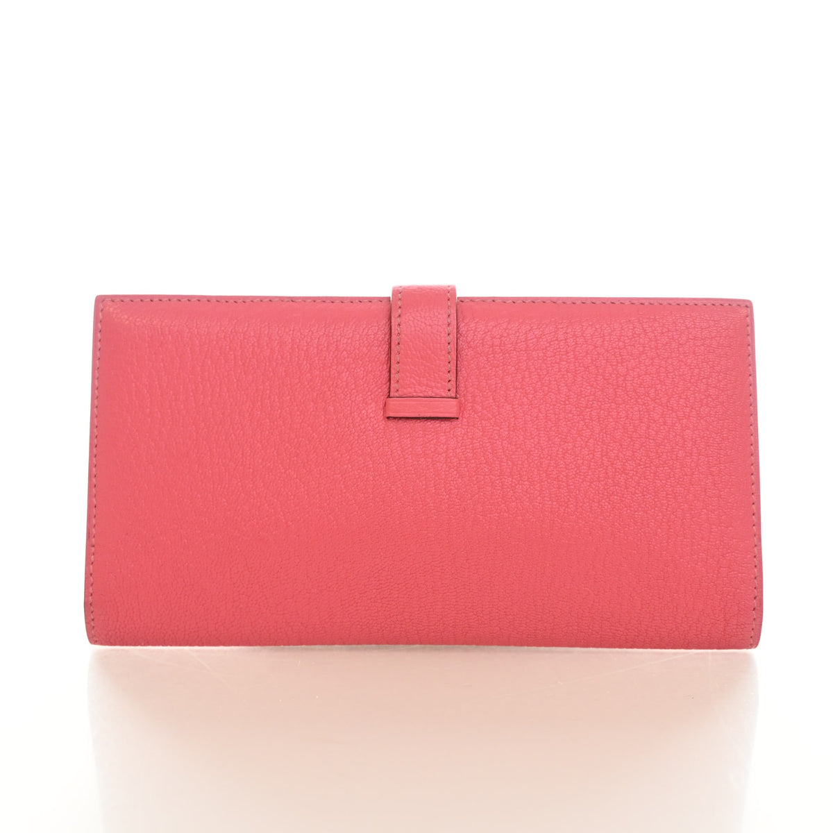 Pre-Owned Hermès Wallet Rose Lipstick Chevre Mysore Leather Bearn, front view