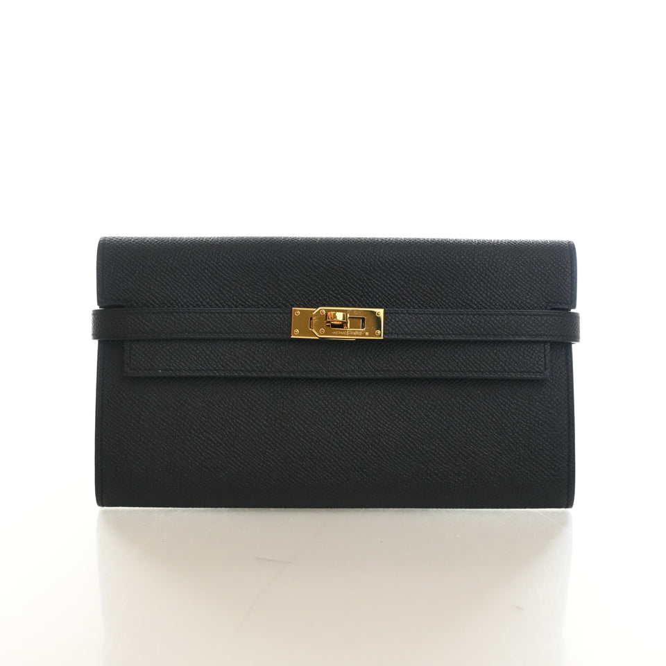 Hermes Noir Epsom Kelly Classic Longue Wallet