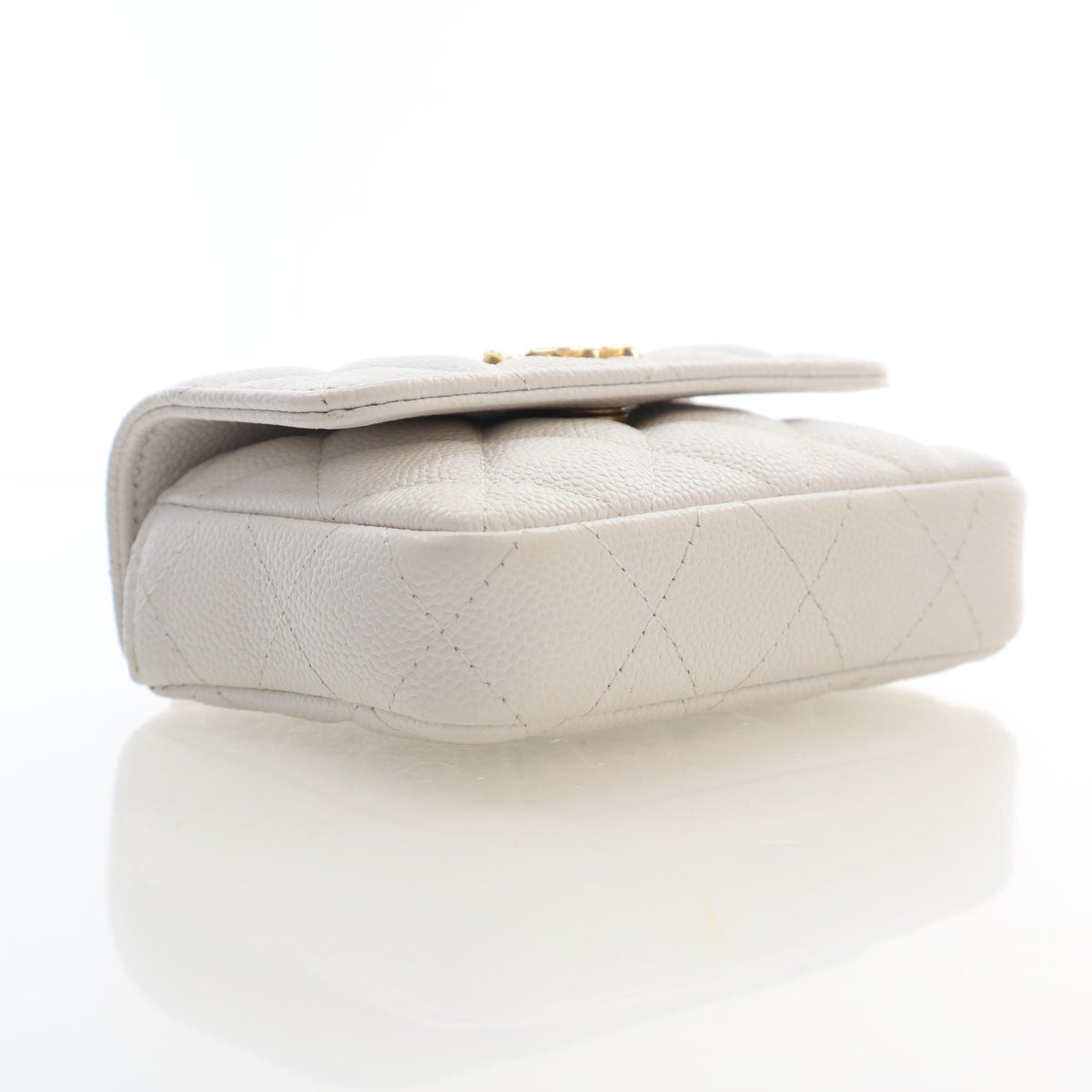 Pre-Owned Chanel Flap Bag Micro Caviar Leather Sweetheart Crush, base and feet view