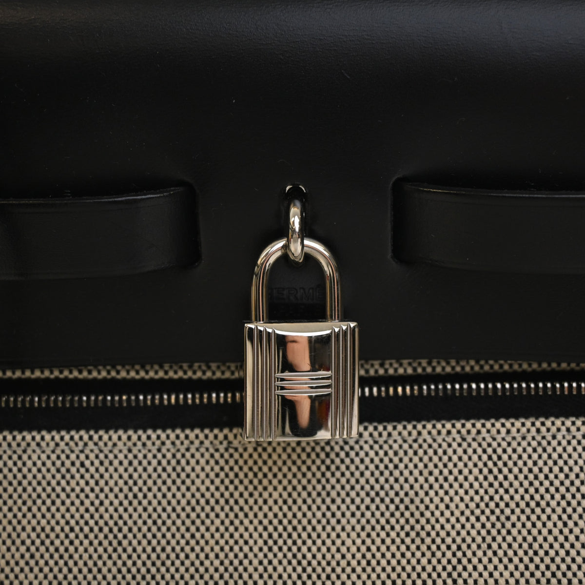 Pre-Owned Hermès Herbag 31 Noir Toile Berline Zip, silver hardware