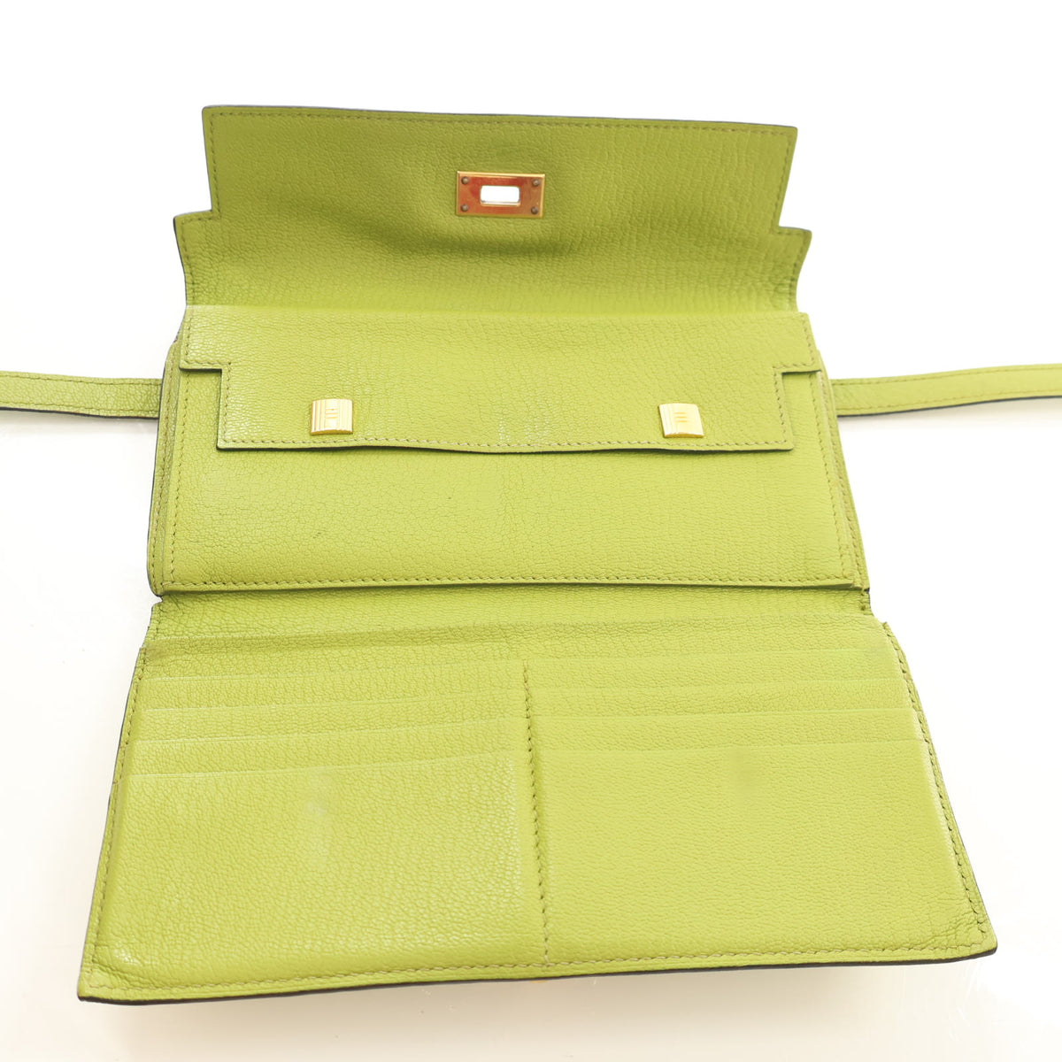 Hermes Vintage Vert Anis Chevre Mysore Kelly Long Wallet, photo 11 of 18